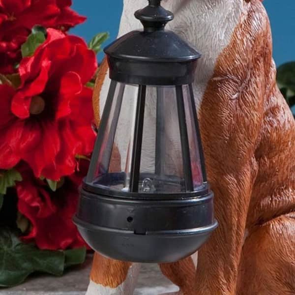 9 in. x 12 in. Brown Resin Solar Powered Dog Garden Statue