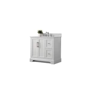 Chambery 36 in. W x 22 in. D x 34.5 in. H Bathroom Vanity in White with Engineered Marble Top