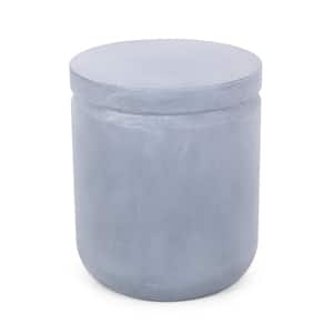 Dutile Light Gray Cylindrical Stone Outdoor Side Table