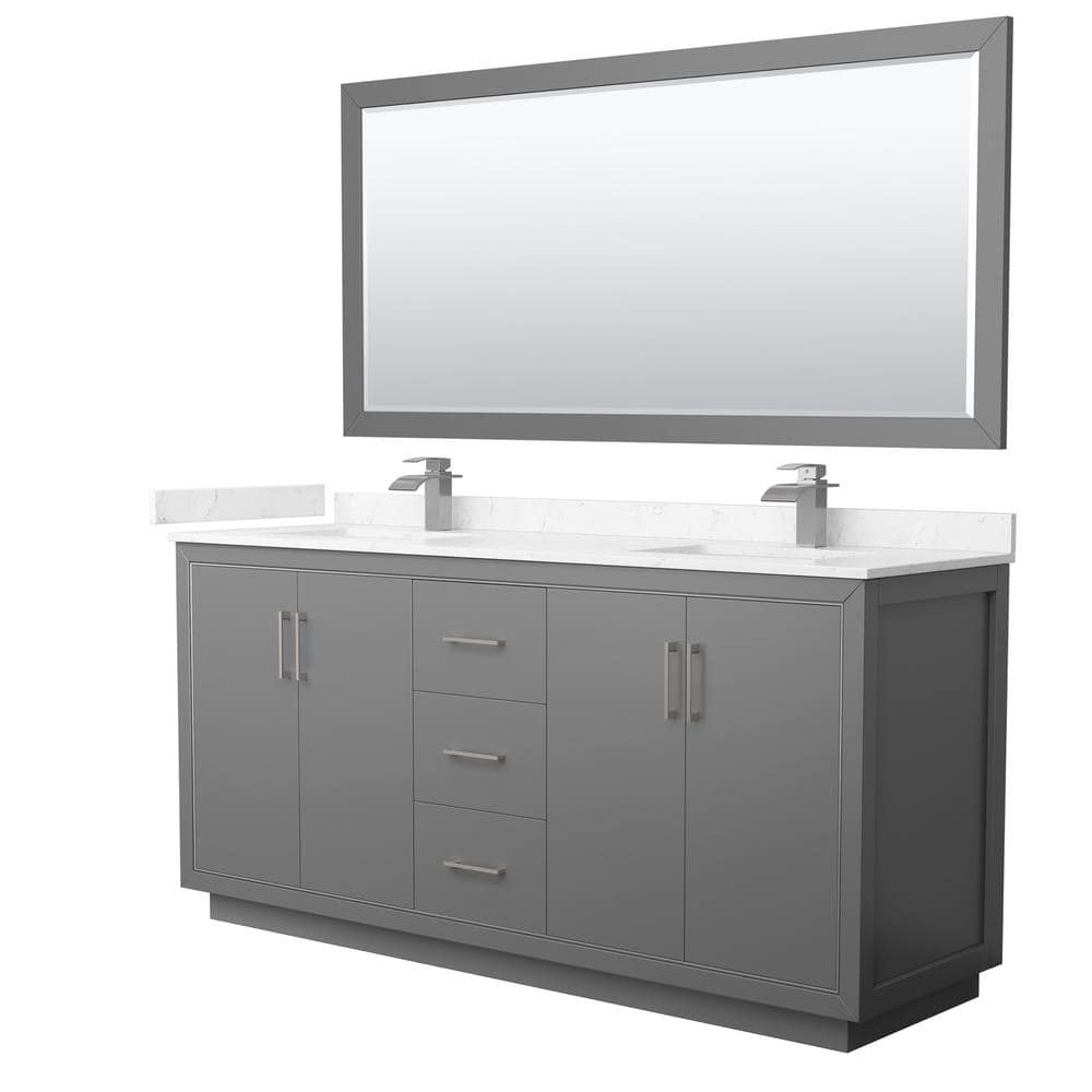 Icon 72 in. W x 22 in. D x 35 in. H Double Bath Vanity in Dark Gray with Carrara Cultured Marble Top and 70 in. Mirror price history on PriceWatchPro