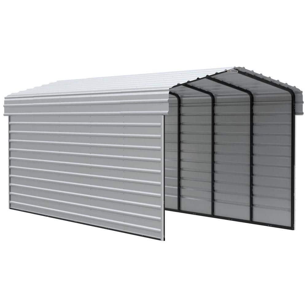 ARROW 10 ft. W x 24 ft. D x 9 ft. H Eggshell Galvanized Steel Carport with 2-Side Wall Kits (CPH102409ECL2)