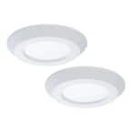 4 in. 2700K-5000K Selectable CCT Surface Integrated LED Downlight White Recessed Light with Round Trim (2-Pack)
