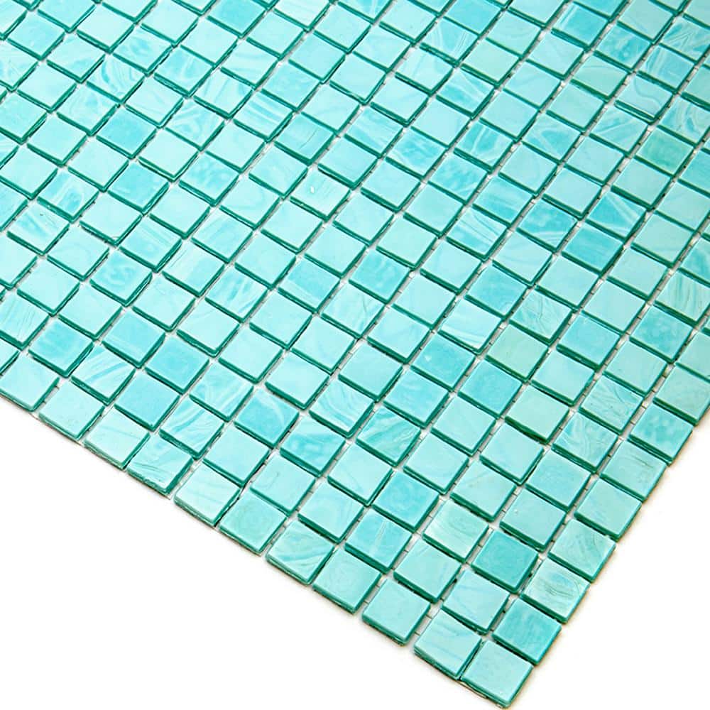 Mint Green Glass Mosaic Wall and Floor Tile, 11.6" x 11.6"