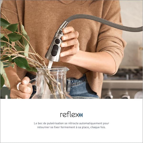 Nio Spot Resist Stainless 18.38 in. H Pull Down Sprayer Kitchen Faucet with 100° Spout Swivel