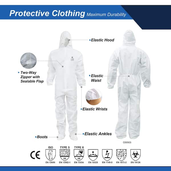 GE XL Microporous Protective Coveralls w/ Hood and Boots-GW903XL