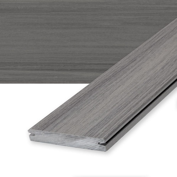 Deckorators Voyage 1 in. x 6 in. x 12 ft. Sierra Gray Grooved Edge Composite Deck Board
