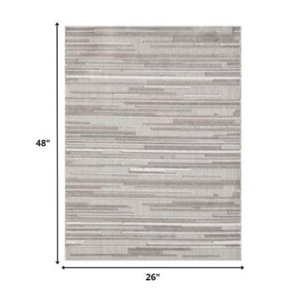 Gray 2 ft. x 4 ft. Woven Polypropylene Rectangle Indoor/Outdoor Area Rug
