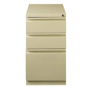 20 in. D 3-Drawer Putty Metal Letter Width 15 in. W Mobile Pedestal File Cabinet Box-Box-File