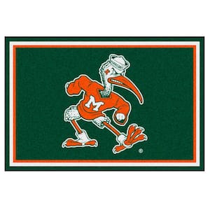 Miami Hurricanes White 5 ft. x 8 ft. Plush Area Rug