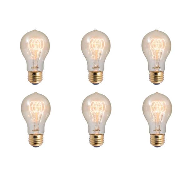 Nostalgic 40 Watt A19 Dimmable Edison Antique Thread Incandescent Light Bulb Amber Light (6-Pack)
