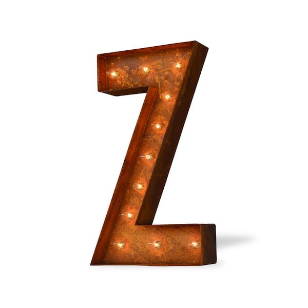 TrekShops 24 in. High Rusted Steel Alphabet Letter Z Plug-In Marquee Lights