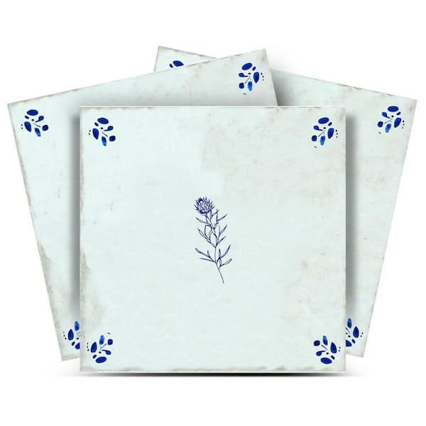 Blue D53 4 in. x 4 in. Vinyl Peel and Stick Tile (24 Tiles, 2.67 sq. ft. /pack)