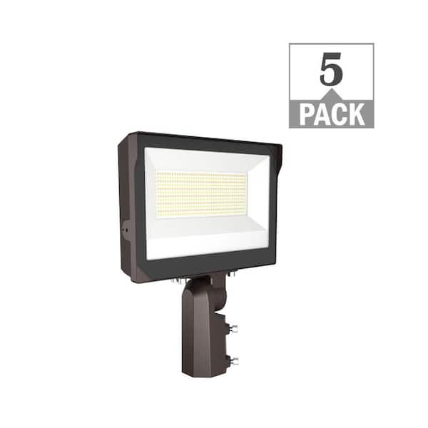 ETI LIGHTING 400-Watt Equivalent 13000-21750 Lumens Bronze Integrated LED Flood Light Adjustable and CCT with Photocell (5-Pack)