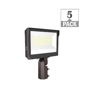 400-Watt Equivalent 13000-21750 Lumens Bronze Integrated LED Flood Light Adjustable and CCT with Photocell (5-Pack)