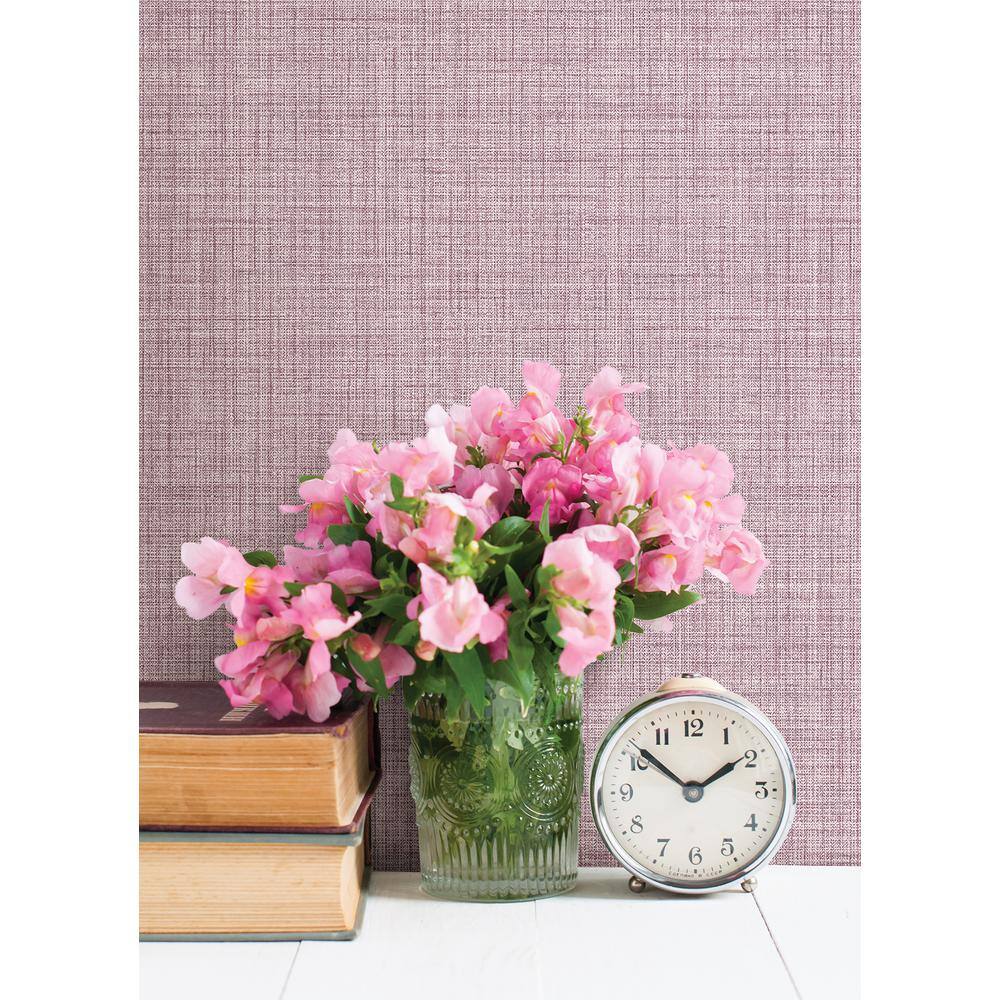 Purple Textured Faux Fabric Peel and Stick Wallpaper