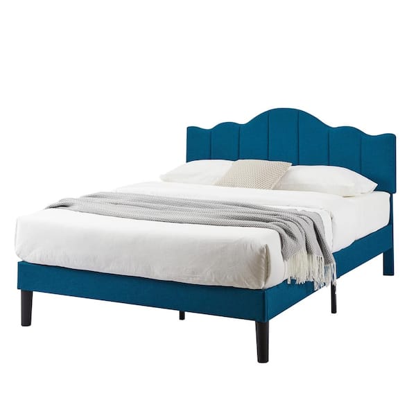 VECELO Platform Bed Frame, Blue Metal Frame Full Size Platform Bed With ...