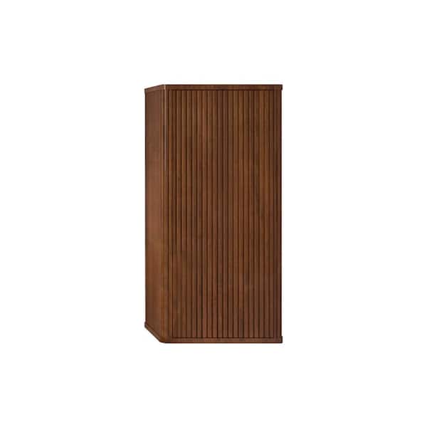 11.41 in. W x 14.17 in. D x 29.52 in. H Bathroom Storage Wall Cabinet in Walnut with 3 Shelves and 2 Door