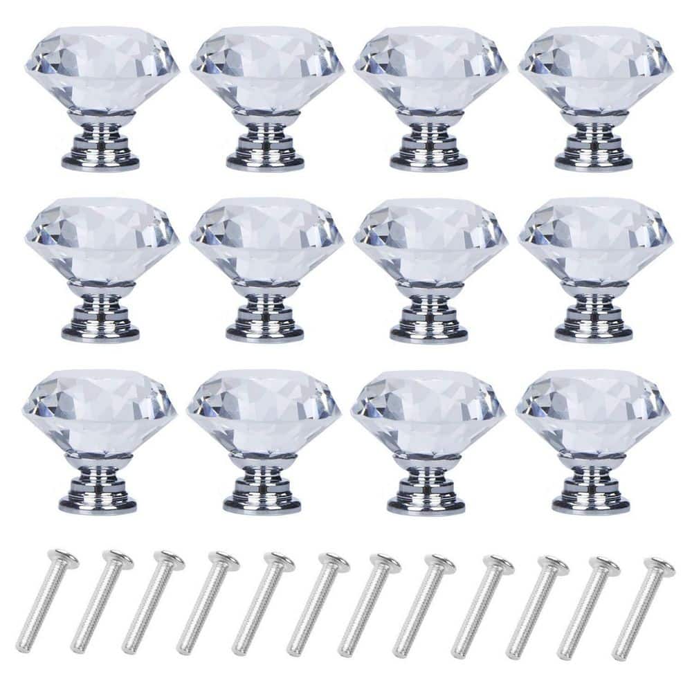 12-Pack Crystal Glass Knobs 1.18 in. Diamond Shape Decorative Cabinet Drawer Pulls Silver Finish Artistic price history on PriceWatchPro