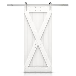 X Series 36 in. x 84 in. White Knotty Pine Wood Interior Sliding Barn Door with Hardware Kit