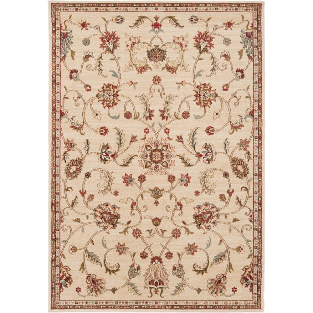 Sabin Beige Rectangular Synthetic Oriental Area Rug, 12' x 14'11"