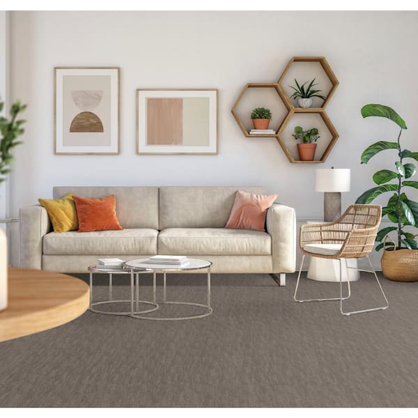 Inner Peace-Granite-Gray 26 oz. SD Polyester Pattern Installed Carpet