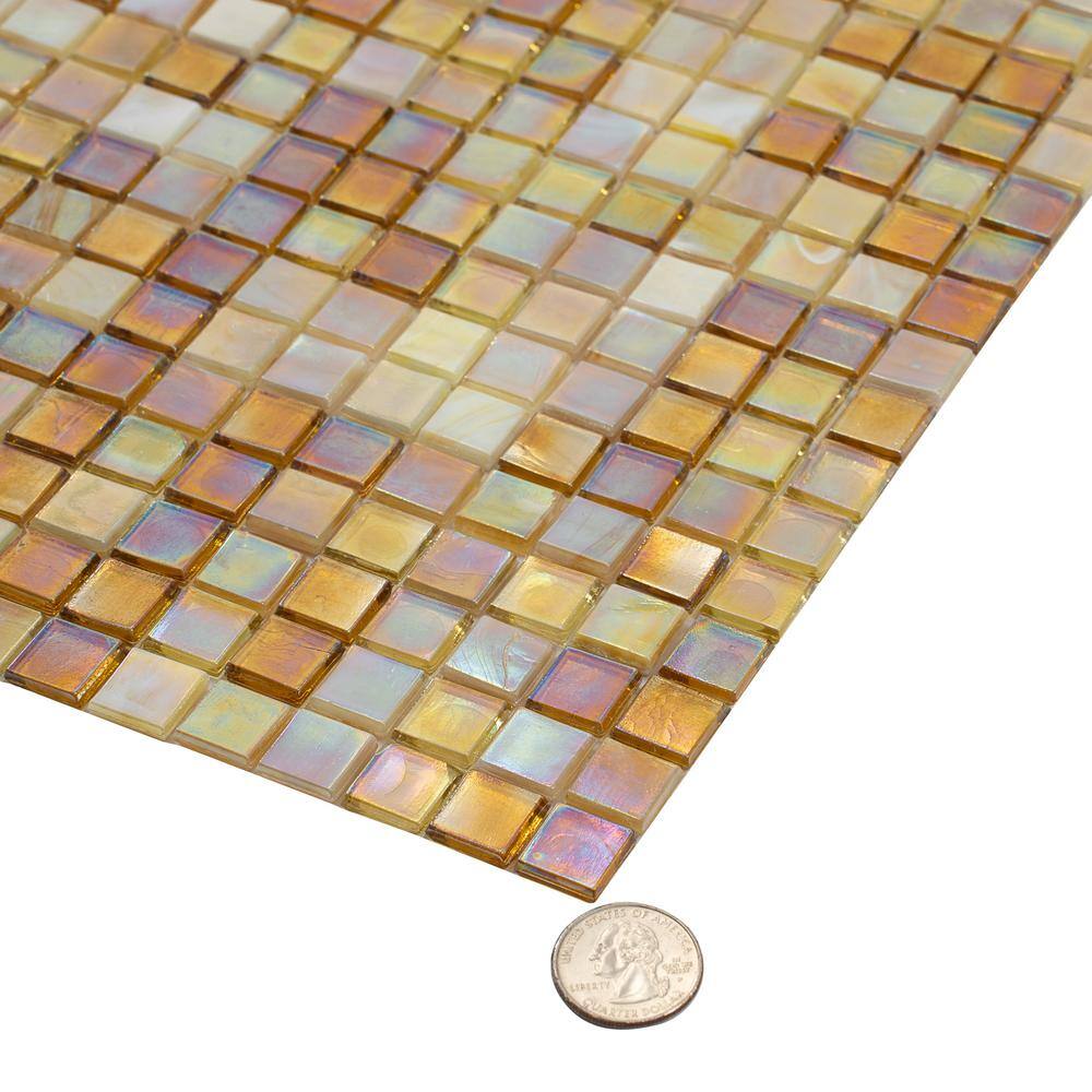 Golden Iridescent Glass Mosaic Wall and Floor Tile