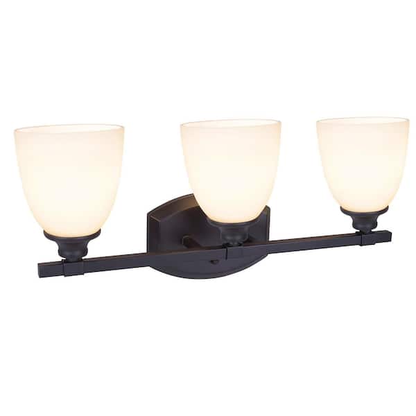 Aspen Creative Corporation 3-Light Oil Rubbed Bronze Vanity Light with Frosted Glass Shade