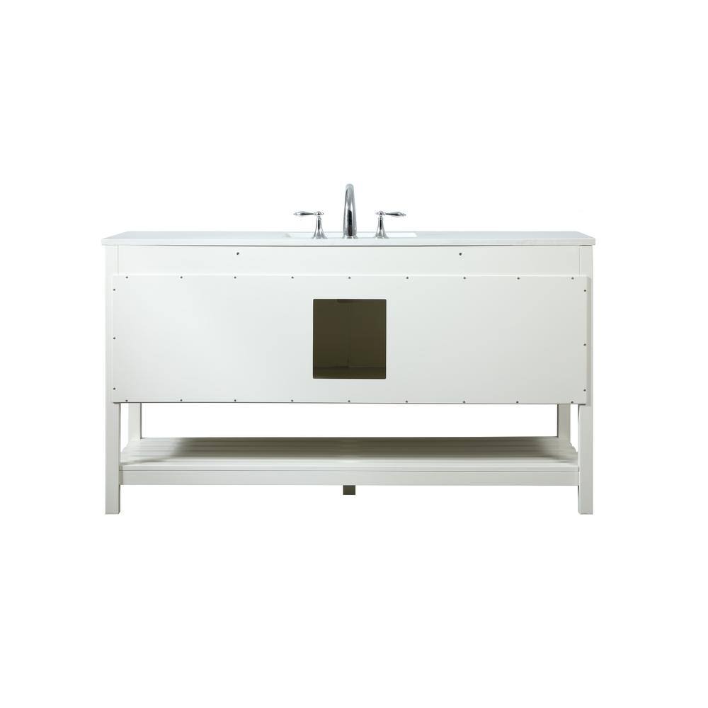 Theo 60" White MDF Bathroom Vanity with Calacatta Marble Top