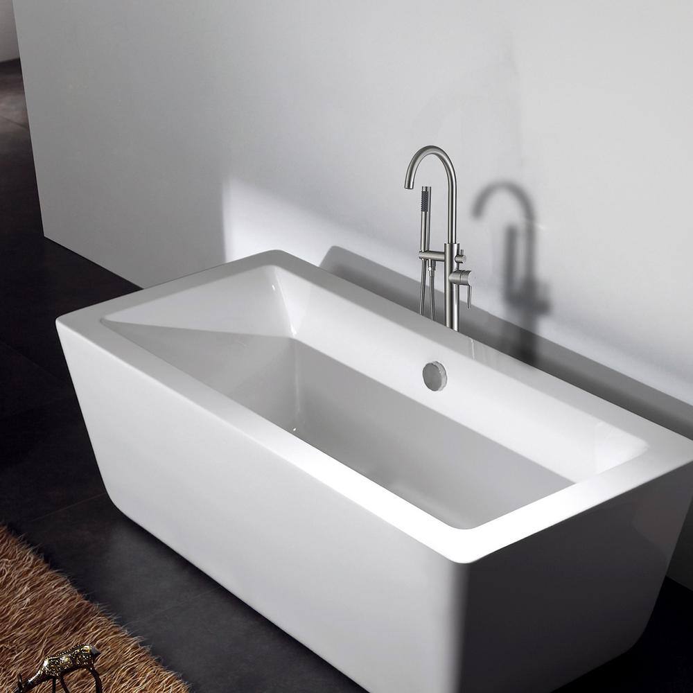 Brushed Nickel Freestanding Tub Faucet with Hand Shower