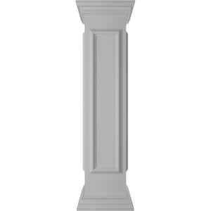 End 48 in. x 10 in. White Box Newel Post with Panel, Peaked Capital and Base Trim (Installation Kit Included)