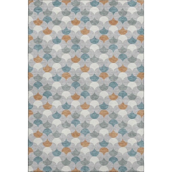 Mayfield Premium Machine Washable Abstract AMF2568 Silver 10 ft. x 14 ft. Area Rug