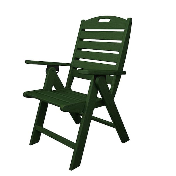 POLYWOOD Nautical Highback Green Plastic Outdoor Patio Dining Chair