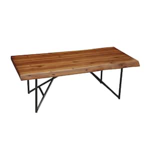 Live Edge 50 in. Rectangle Wood Top Light Walnut Coffee Table