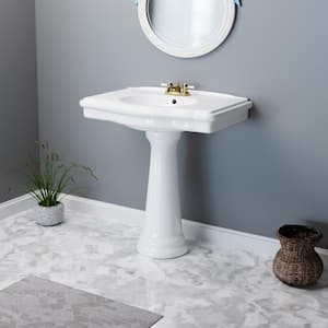 Darbyshire 34-1/2 in. Pedestal Combo Bathroom Sink in White