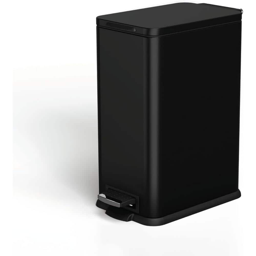 Matte Black Stainless Steel Slim Step Pedal Trash Can - 4.4 Gallon