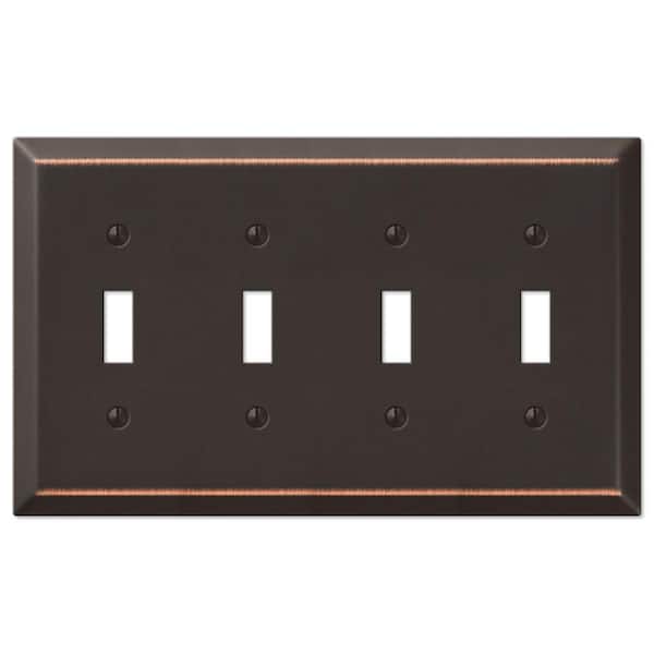 AMERELLE Metallic 4 Gang Toggle Steel Wall Plate - Aged Bronze