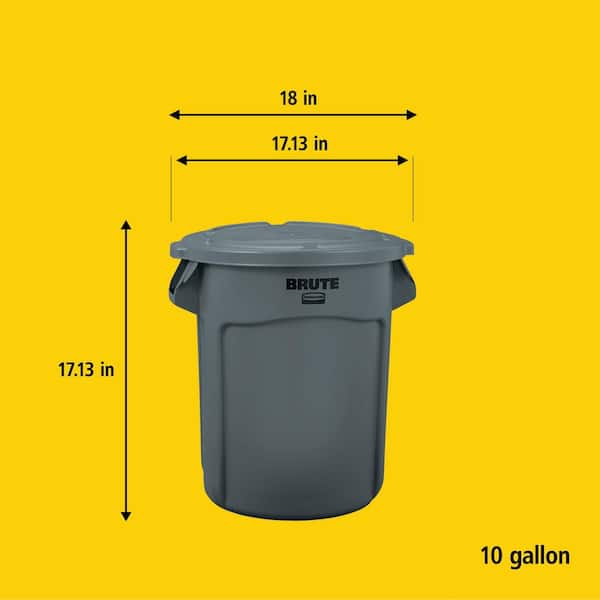Rubbermaid Commercial Refuse Container 10 Gal 15-5/8 " D X