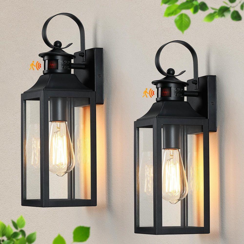 pasentel 1-Light Black Motion Sensing Dusk to Dawn Outdoor