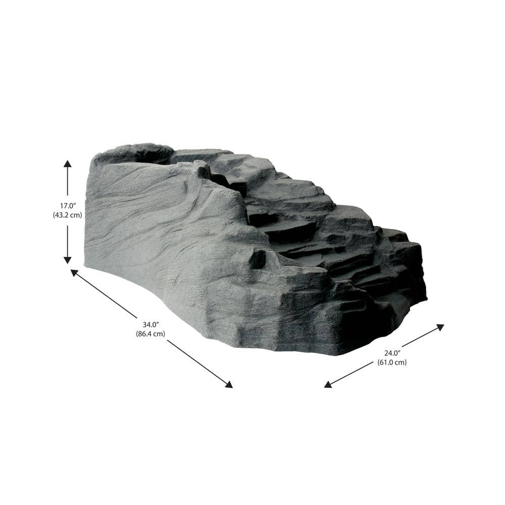 Gray Polyethylene Outdoor Waterfall Rock Feature