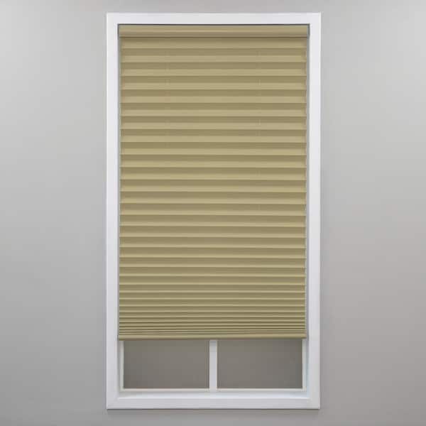 Perfect Lift Window Treatment Cut-to-Width Camel Cordless Light Filtering Polyester 1 in. Pleated Shade 20.5 in. W x 64 in. L