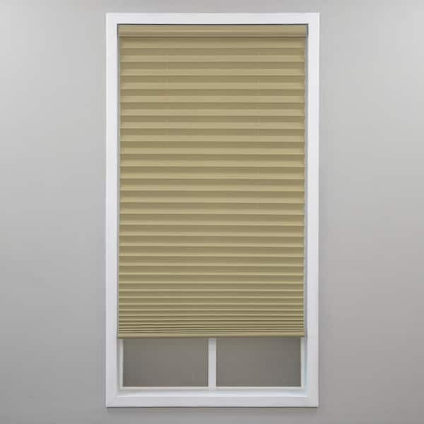 Perfect Lift Window Treatment Camel Cordless Light Filtering Polyester Pleated Shades - 33 in. W x 64 in. L