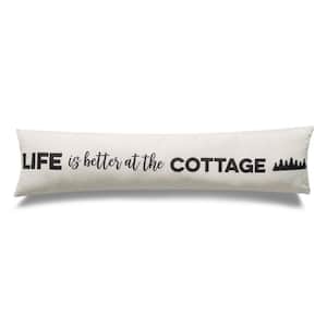 Color Black Cottage Icons 12 in. x 48 in. Throw Pillow