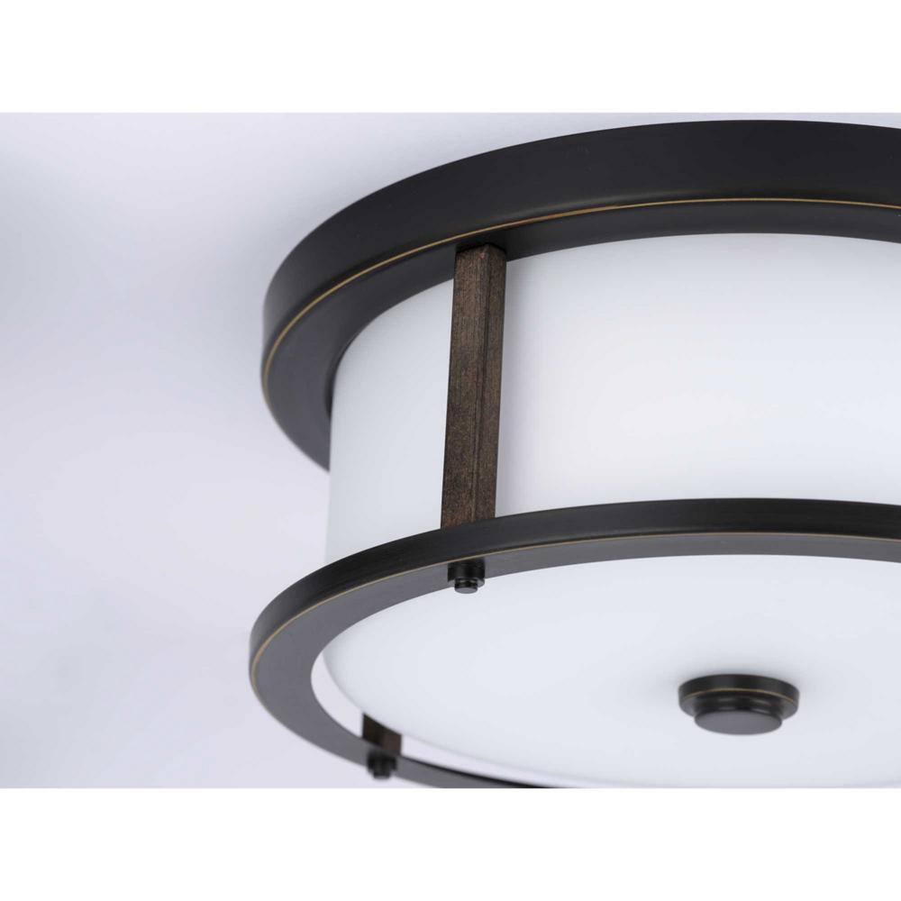 Antique Bronze 13" Flush Mount with Etched Glass Shade