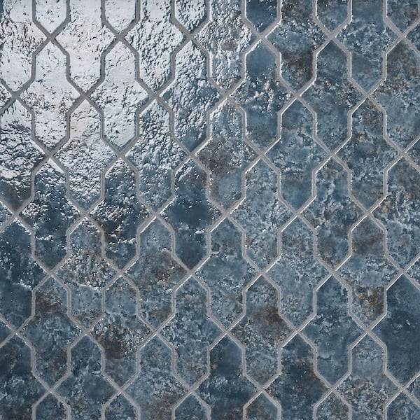 Elara Cruz Midnight blue 4.48 in. x 8.46 in. Glossy Textured Porcelain Floor and Wall Tile (5.32 Sq. Ft. / Case)