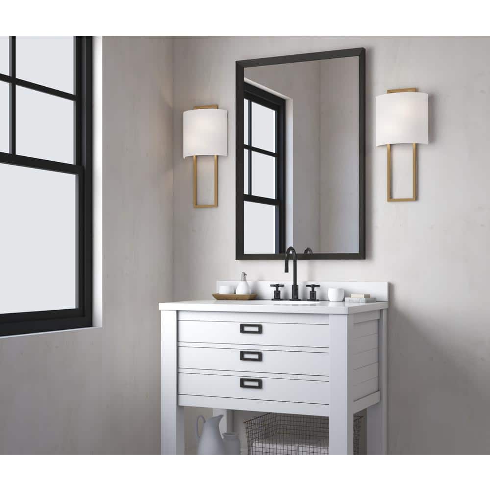 Elegant Vibrant Gold Dimmable Wall Sconce with White Silk Shade
