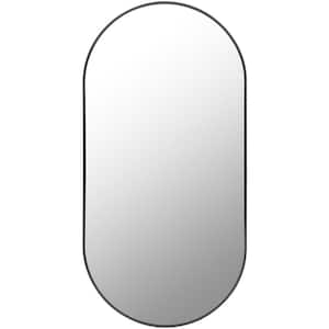 Aranya 19.69 in. W x 29.53 in. H Oval Black Modern Framed Wall Mirror