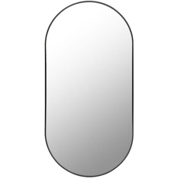 Livabliss Aranya 19.69 in. W x 29.53 in. H Oval Black Modern Framed Wall Mirror