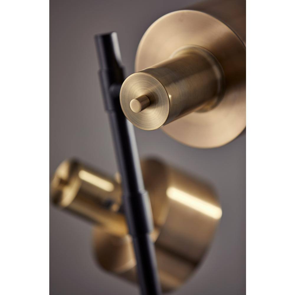 Arcadian Adjustable Triple-Arc Matte Black & Brass Floor Lamp