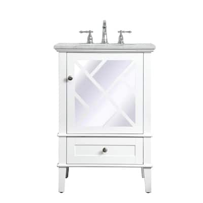 Timeless Home 24 in. W x 20.5 in. D x 35 in. H Single Bathroom Vanity in White with Marble