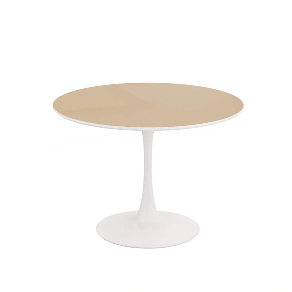 42 in. Brown Modern Round MDF Coffee Table with Printed OAK Color Grain Tab